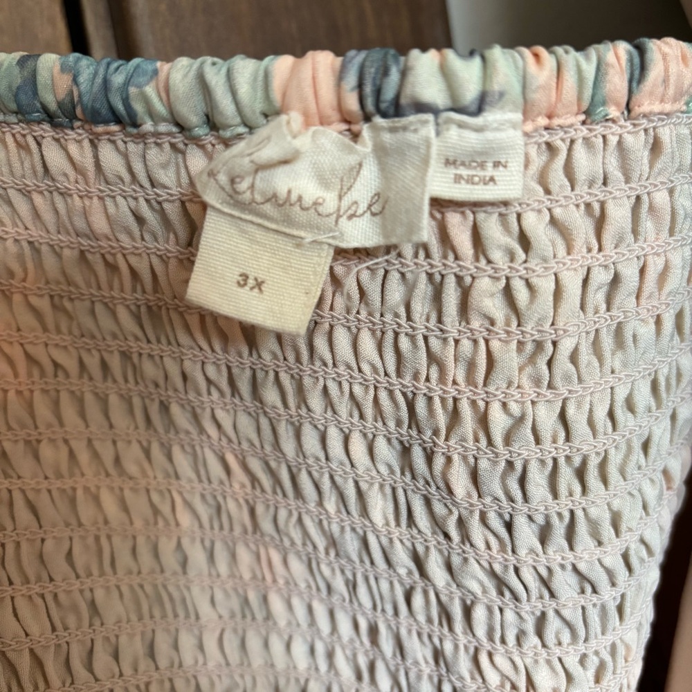 Anthropologie Let Me Be Flo Ruched Mini Dress Plus Size 3X Floral Puff Sleeve - Picture 14 of 15